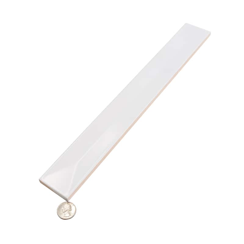 Apollo tile 2" x 16" Horizonte Glossy Snow White Ceramic Tile (10.76 sq ft/case) - 50 Pack