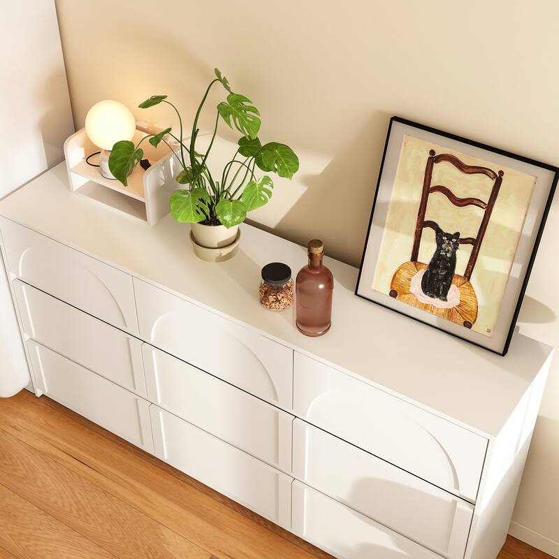 White 9-Drawer Dresser with Modern Design and Safety Features