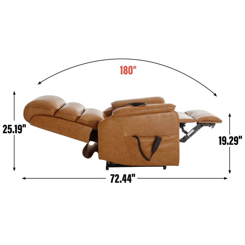 Dual Motor Power Lift Recliner Chair for Elderly, Leatheraire Lay Flat Lift Recliner Chair with Power-Remote, Heat and Massage