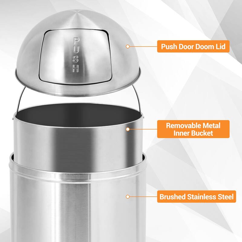 18.5 Gallon/70 Liter Trash Can, with Push Lid, Removable Inner Bucket