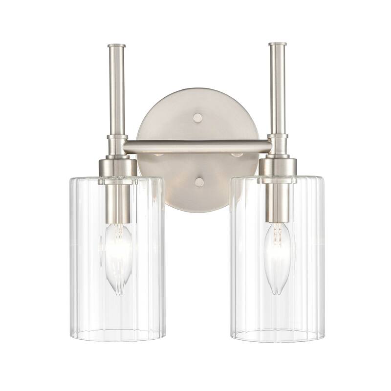 Millennium Lighting Chastine Bathroom Vanity Light Fixture with Clear Beveled Glass Shades - 2 Light - Brushed Nickel