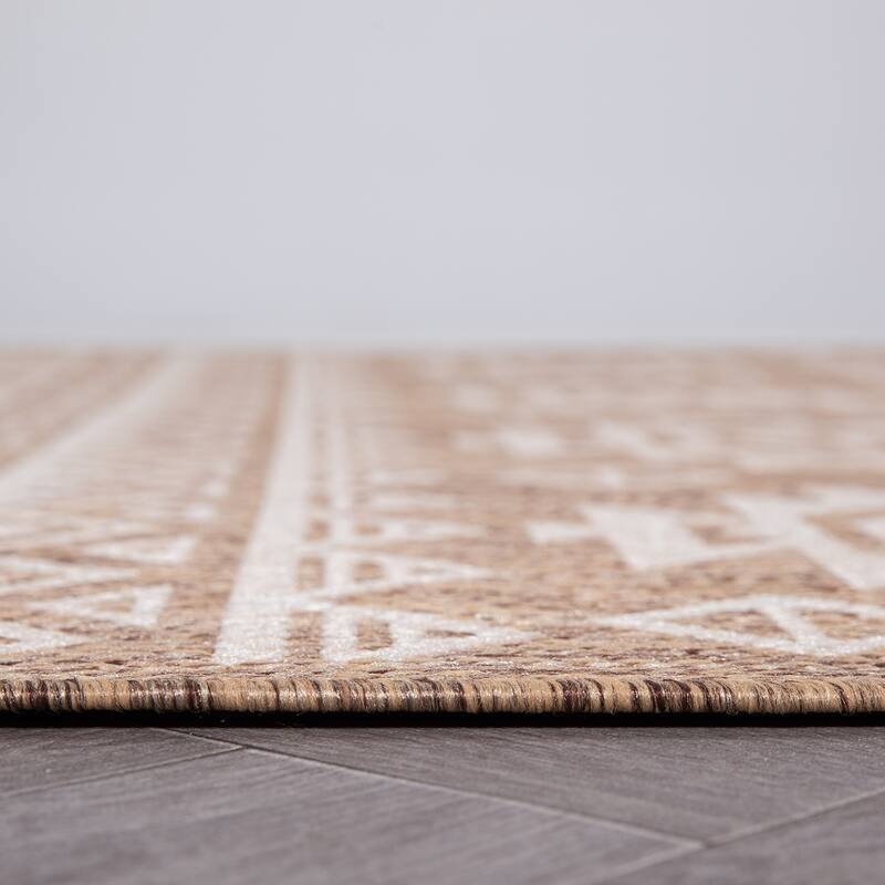 World Rug Gallery Distressed Geometric Bohemian Textured Flat Weave Indoor/Outdoor Area Rug