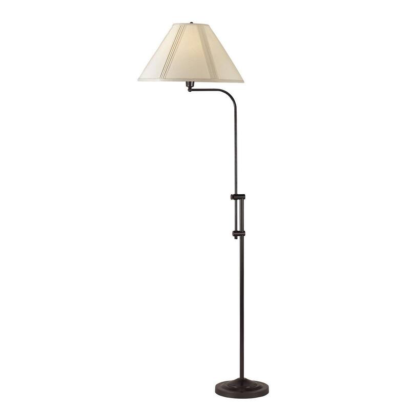 3 Way Metal Floor Lamp with and Adjustable Height Mechanism, Bronze