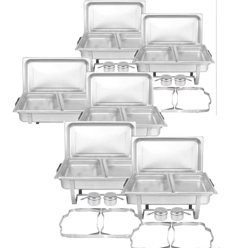 2 Tier Buffet Chafing Dishes and Warmers Sets for Parties Wedding - 6 Pcs