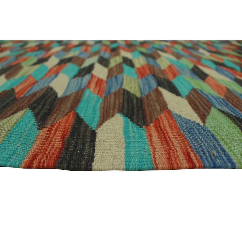 Hand-Woven Winchester Kilim Firth Charcoal/Rust Rug - 5'0" x 6'7"