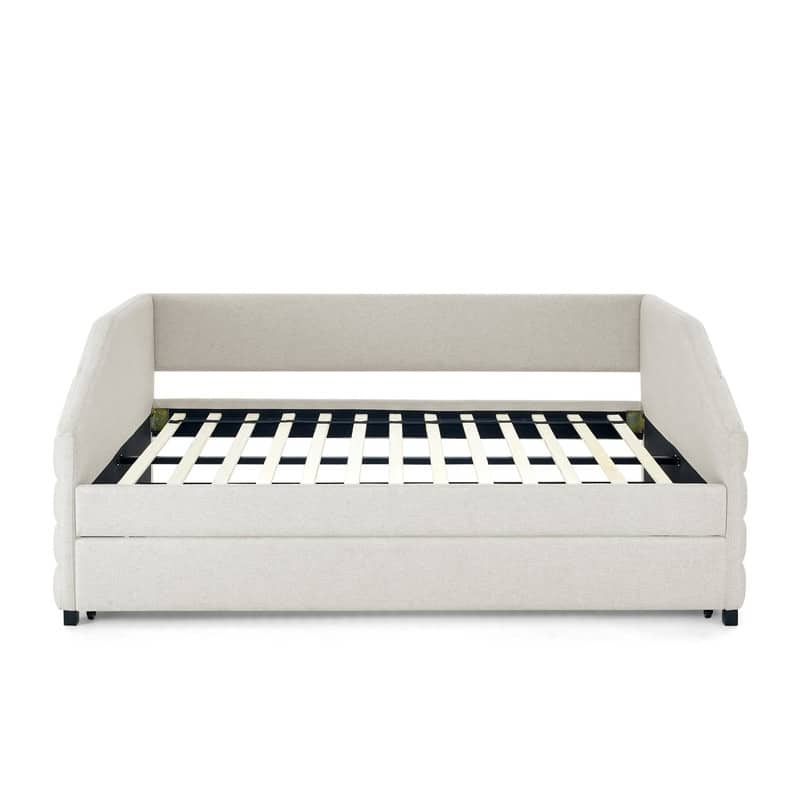 Twin or Full Size Daybed with Trundle Upholstered Tufted Sofa Bed