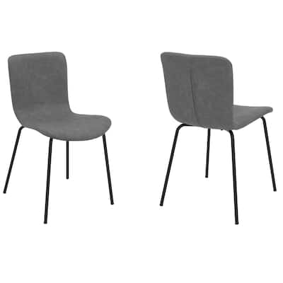 Black/Gray Faux Leather Upholstered Metal Frame Dining Chair, Set of 2, Sturdy Dining Chair for Dining Rooms - 20.5