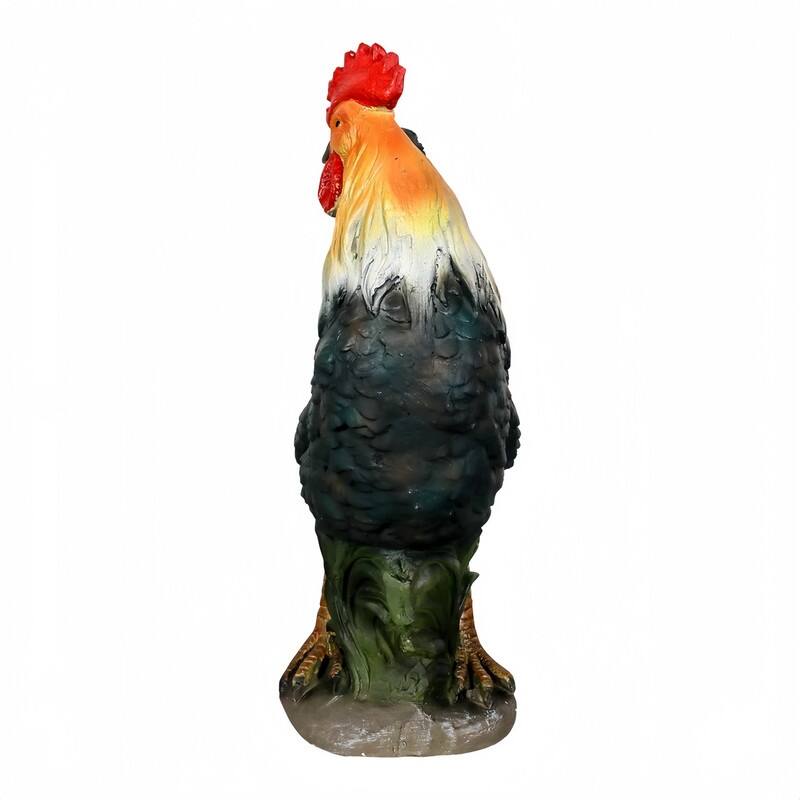 SunJet 22.8" Large Concrete Outdoor Rooster Garden Statue