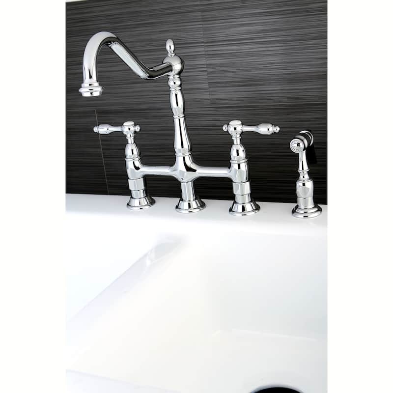 Tudor Bridge Kitchen Faucet with Brass Sprayer