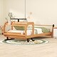 preview thumbnail 3 of 5, Natural Pine Wood Plane-Shaped Twin Platform Bed with Rotatable Propeller - Sturdy Construction