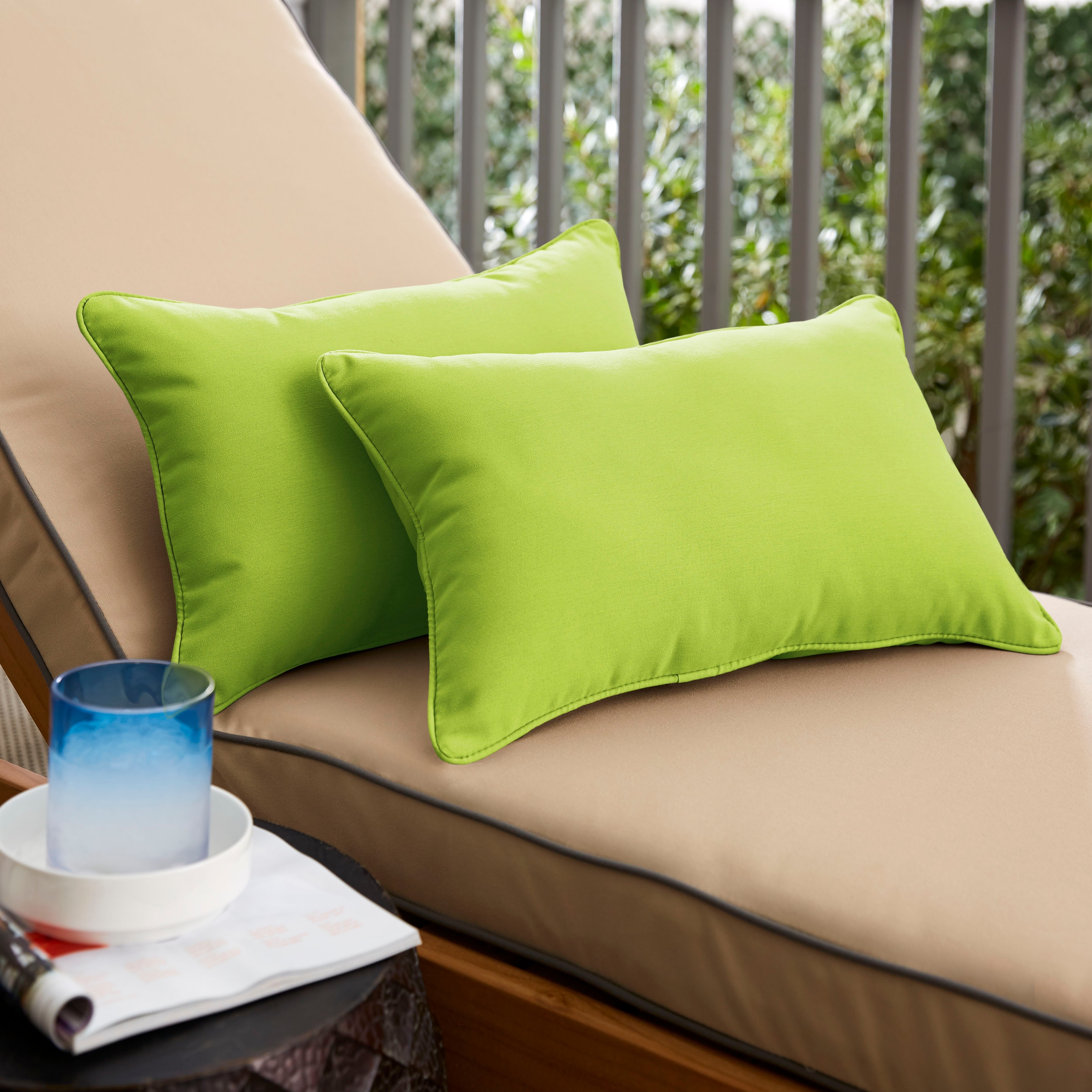 Canvas Macaw Corded Outdoor Pillows With Sunbrella Fabric Green 13 In H X 20 In 848242006400 Ebay