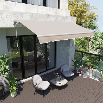 Outsunny 8' x 6.6' Patio Retractable Awning/Manual Exterior Sun Shade Deck Window Cover