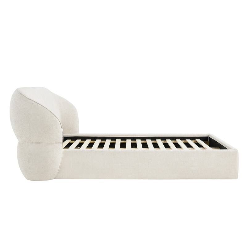 Spruce & Spring Upholstered Platform Bed with Rounded Headboard and Water-repellent Chenille Fabric