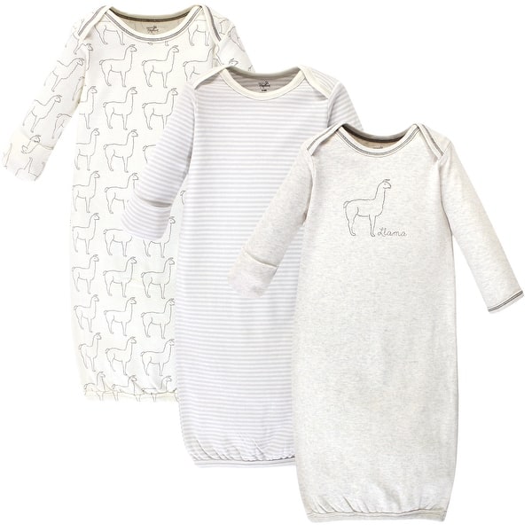 slide 1 of 1, Touched by Nature Baby Organic Cotton Long-Sleeve Gowns 3pk, Llama, 0-6 Months - Llama 0-6 Months - Llama