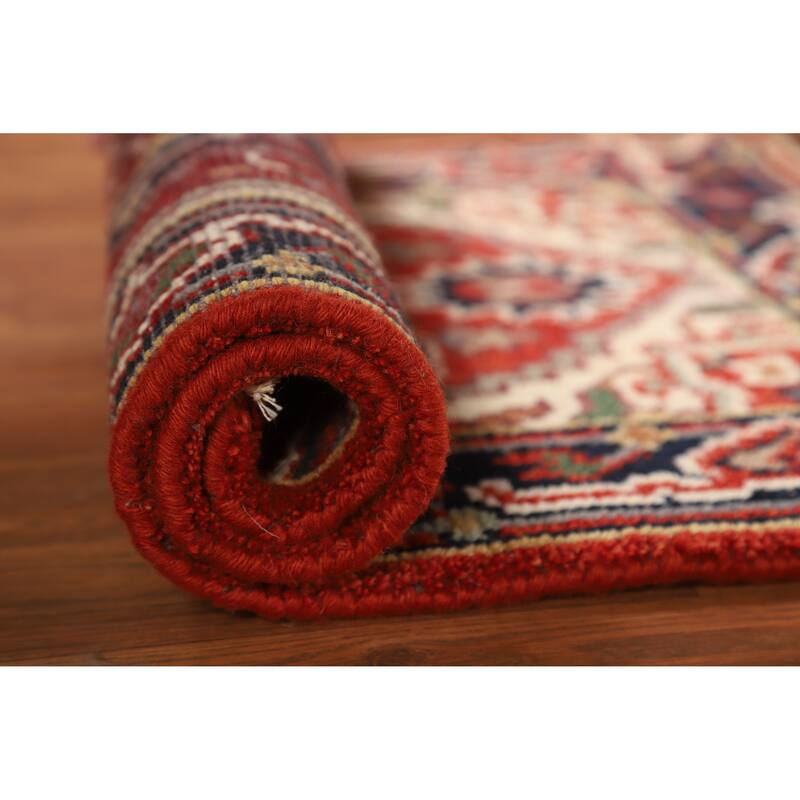 Hand Knotted Oriental 100% Wool Carpet Traditional Medallion Oranges & Rust Heriz (serapi) Area Rug - 3' 0'' X 2' 0''