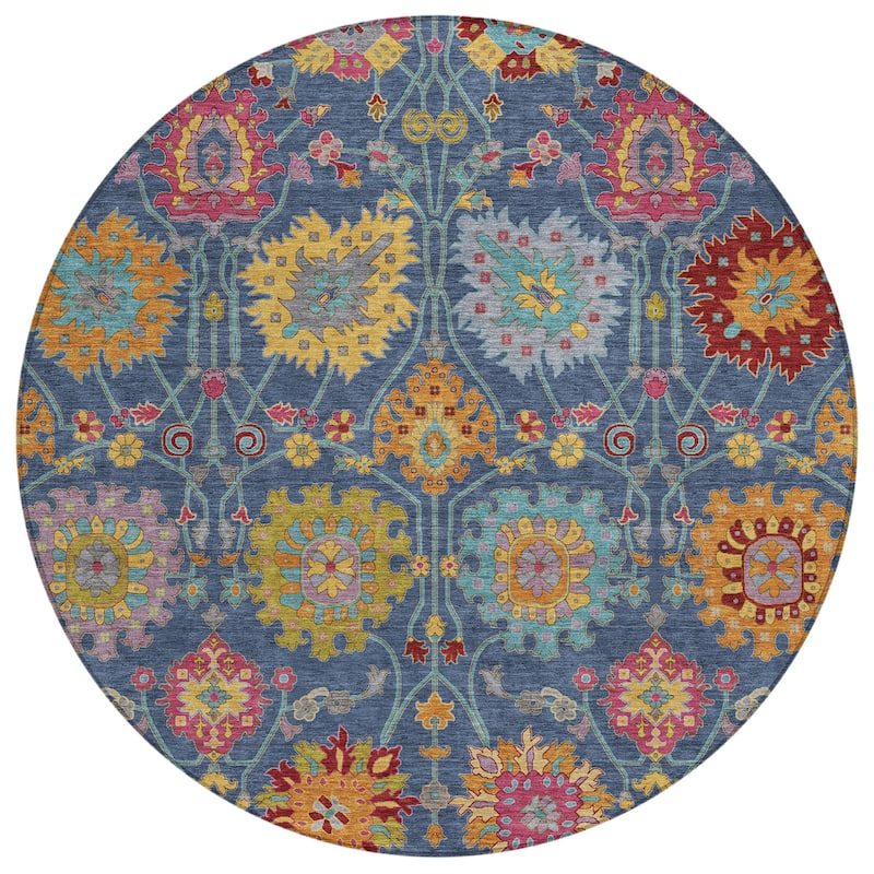 Machine Washable Indoor/ Outdoor Traditional Kashan Chantille Rug