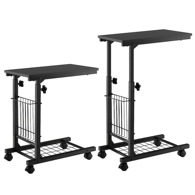Costway C-shape Sofa End Side Table Compact Snack Table for Living - 20'' x 12'' x 23''-31.5''