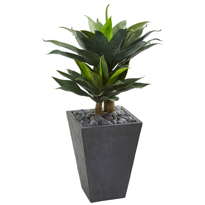 Large Artificial Plant 58In Real Touch Indoor Outdoor Decor Sandstone Planter - Green - 37