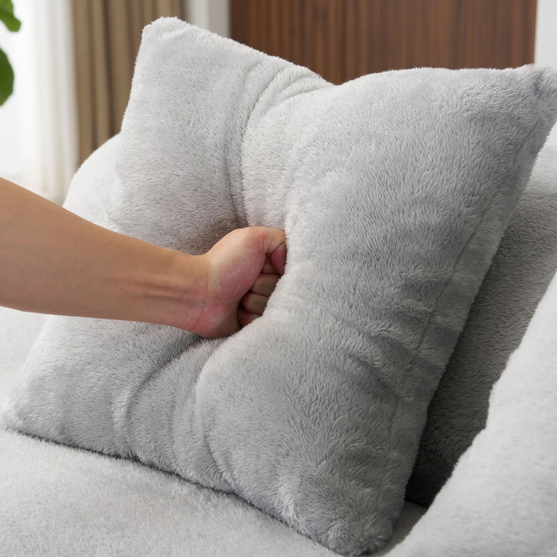 Modern And Simple Curved Flannelette Sofa.Creative Multi-Seater,With A Combination Of Pillows