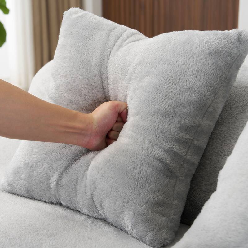 Roomfitters Modern Curved Flannelette Multi-Seater Sofa with Pillows, Creative Minimalist Design for Living Room