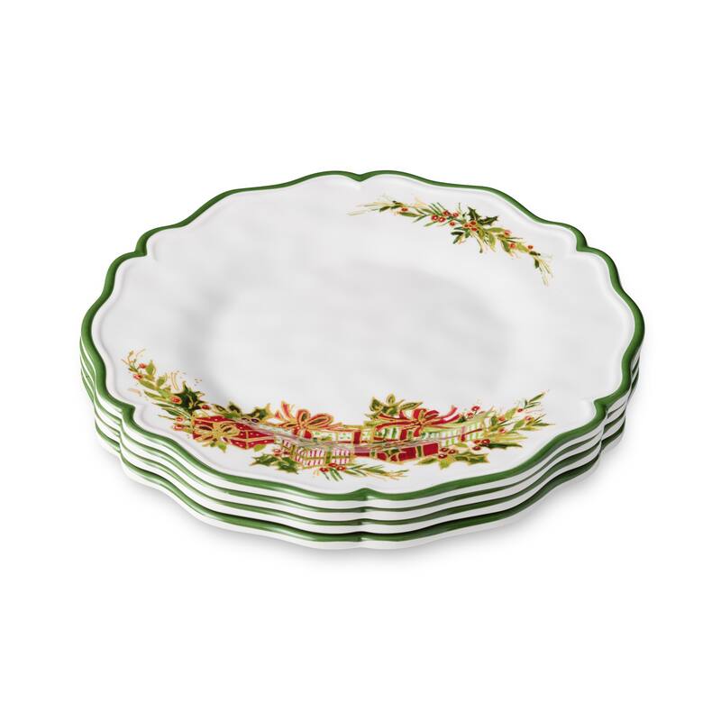 Certifed International Holly Tree Set of 4 Melamine Salad/Dessert Plates 9" - 9 L x 9 W x 0.75 H