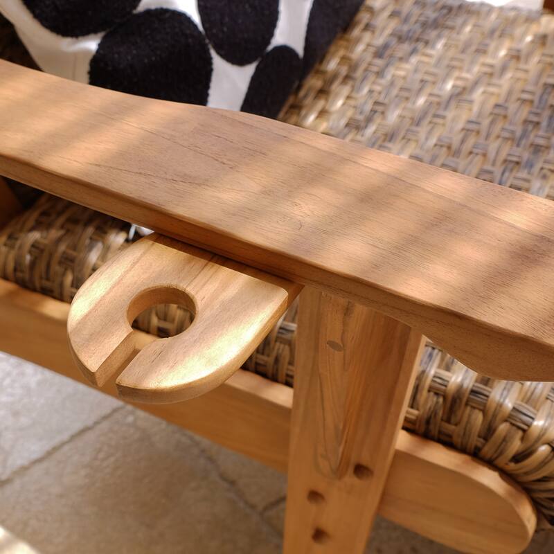 Cambridge Casual Camden Teak Patio Adirondack Chair Set with Padded Woven Seat - FREE Patio Cover