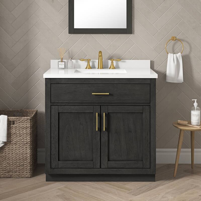 Ove Decors 15VVA-BAI236 Bailey 36" Free Standing Single Basin Vanity - Matte Black Wood