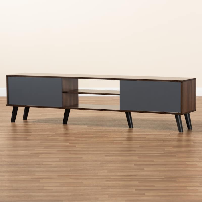 Clapton Two-Tone Grey and Oak Brown Finished Wood TV Stand