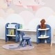 preview thumbnail 19 of 25, Qaba Kids Table and Chair Set, Storage Desk with Bookshelf for Study, Crafts, and Homeschooling Blue