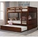 preview thumbnail 1 of 9, Full Over Full Wood Bunk Bed with Twin Size Trundle, Walnut Walnut