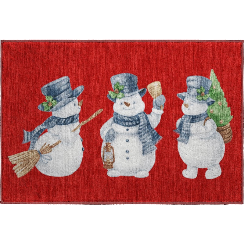 Premium Washable Super Soft Winter Holiday Snowman Mayfield Rug