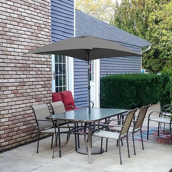 grey rectangular patio umbrella Clearance 200g/sqm polyester Royalcraft 6.5 x 10 ft