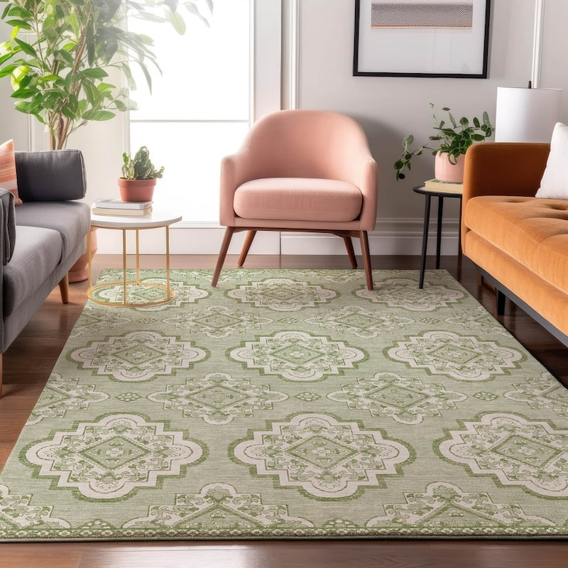 Premium Washable Super Soft Global Glam Mayfield Rug - Aloe - 9' x 12'