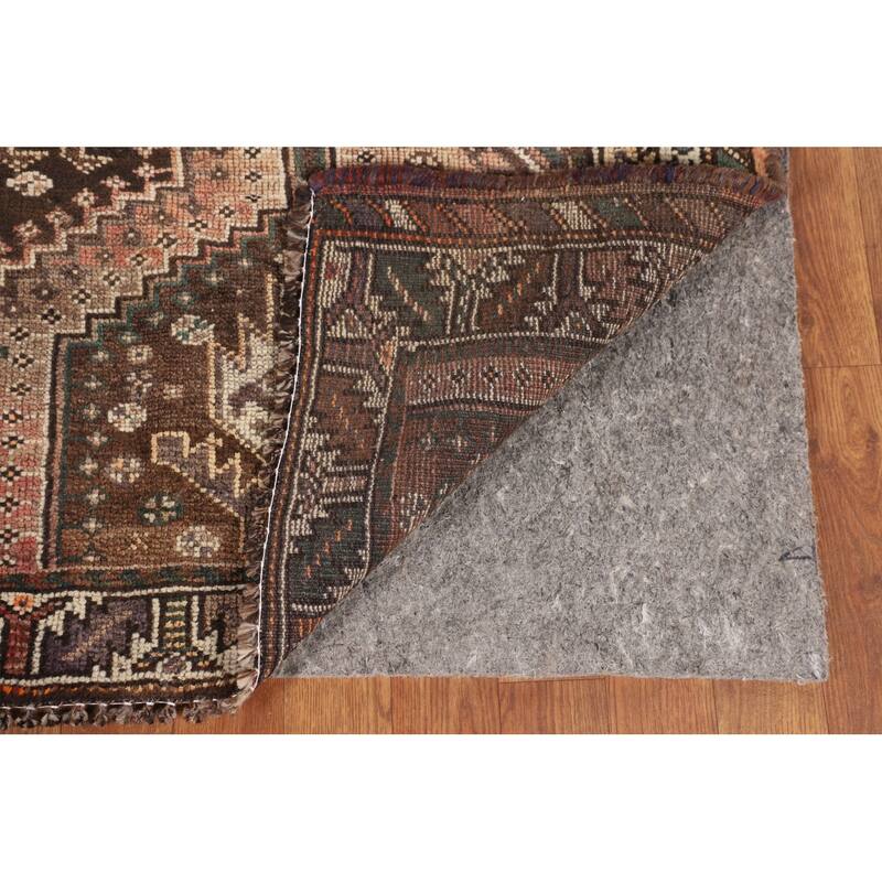 Tribal Geometric Qashqai Persian Antique Rug Hand-Knotted Wool Carpet - 5'0" x 7'11"