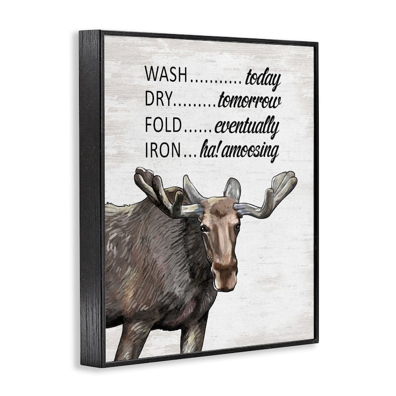 Stupell Funny No Ironing Laundry Framed Giclee Art Design By Lettered and Lined