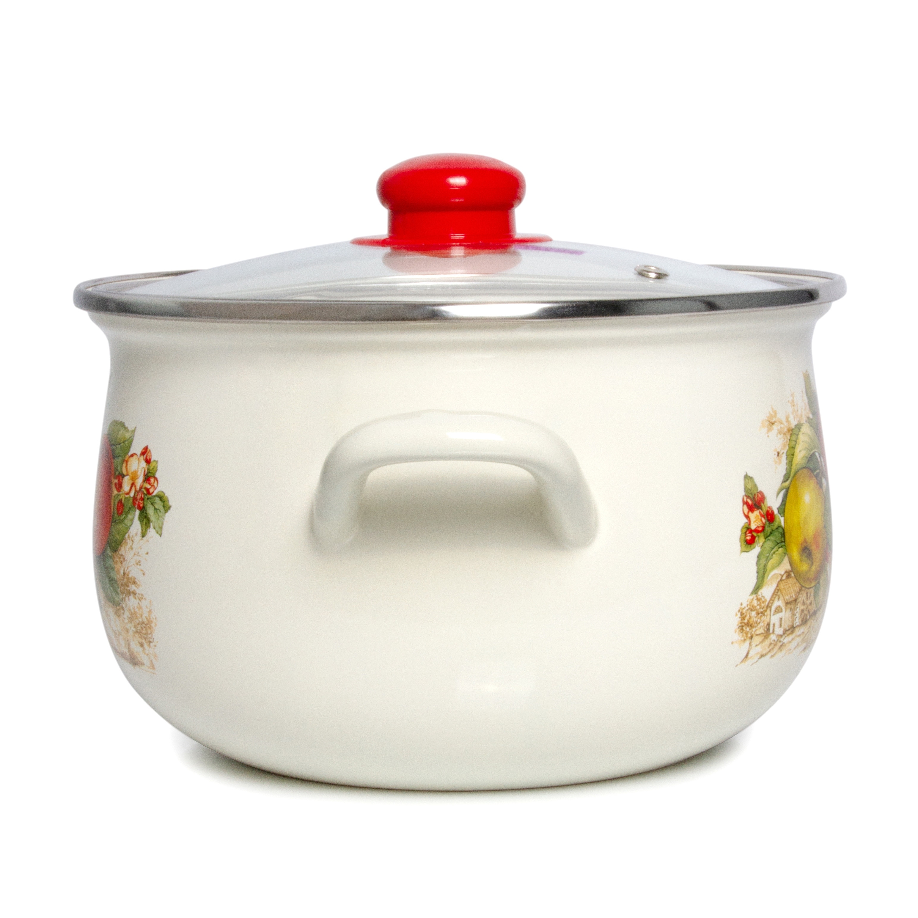 STP Goods Golden Rooster Belly Deep Enameled Casserole w/Glass Lid - 2.95Qt