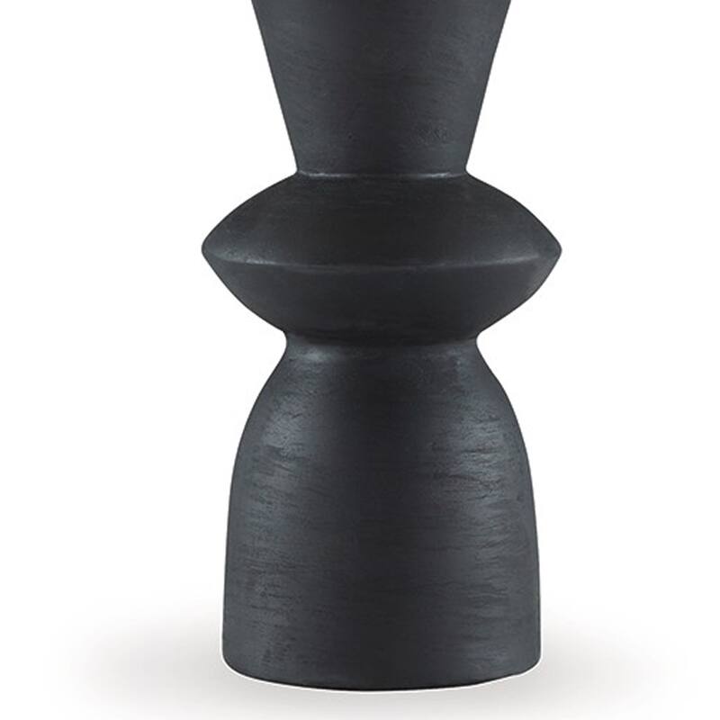 25 Inch Table Lamp Set of 2, Black Sculptural Solid Base, Drum Hardback