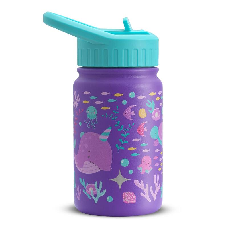 Stainless Steel Kids Water Bottle with Straw Lid - 12 oz - Under the Sea