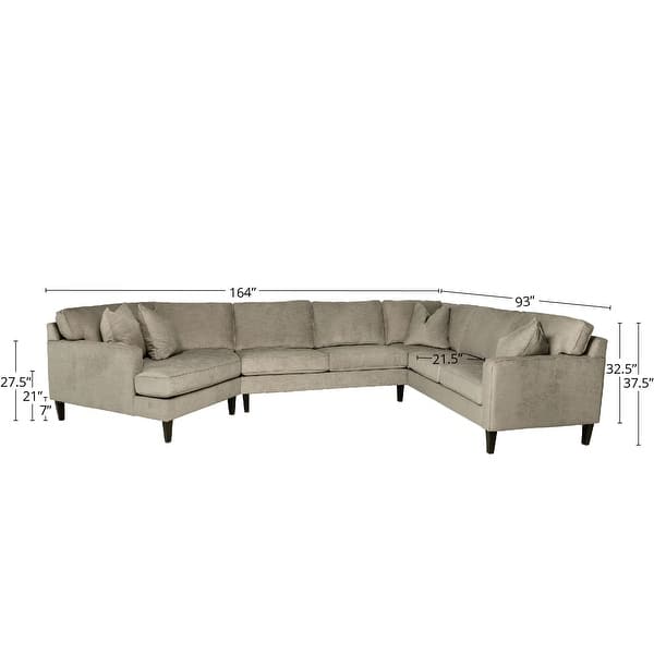 dimension image slide 2 of 2, Lauren 3-piece Contemporary Angled 6-Seater Sectional