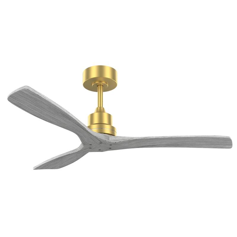 52 Inch Indoor Ceiling Fan Without Light, 3 Solid Wood Blades Remote Control Reversible DC Motor Ceiling Fan
