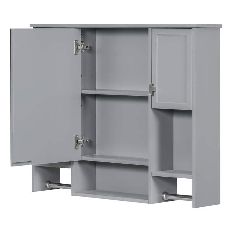 35" x 28" Modern Bathroom Mirror Cabinet with Towel Bar - Wall Mounted Storage & Vanity Mirror