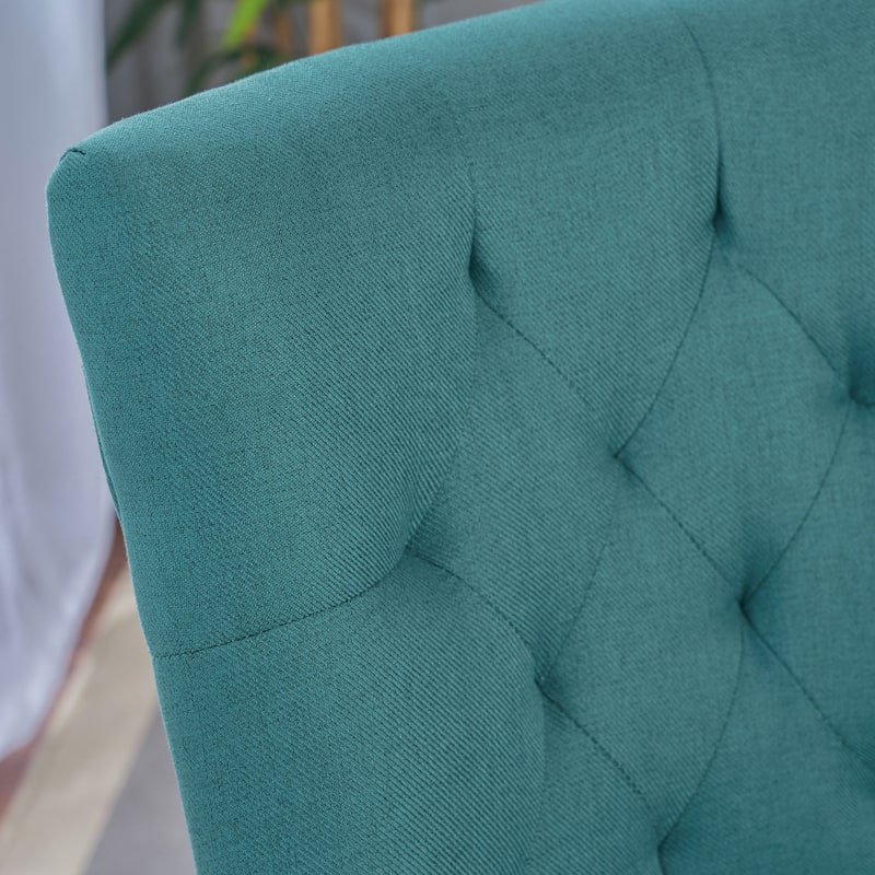 Modern Set of 2 Dining Chairs with Tufted Diamond-Stitched Backrest, Padded Seat, Solid Wood Legs for Dining Room, Living Room