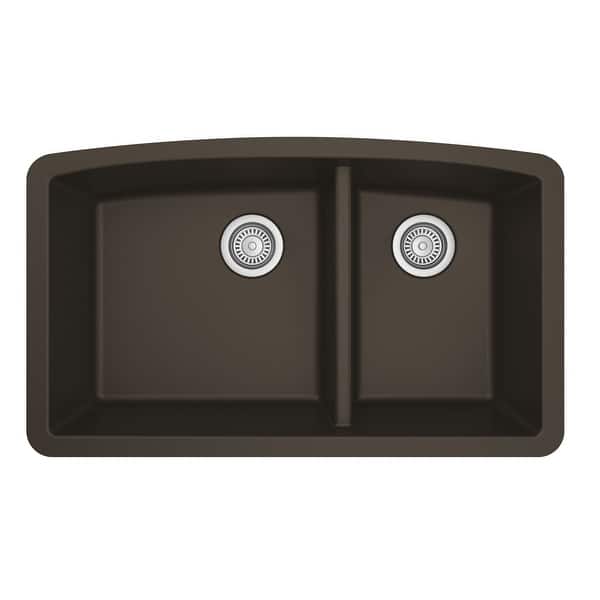 slide 35 of 58, Karran Undermount Quartz Double Bowl Kitchen Sink Brown