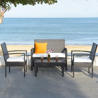 Overstockcostway 4 Pc Rattan Patio Furniture Set Garden Lawn Sofa Wicker Brown Dailymail