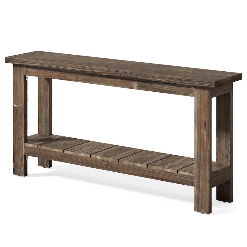 Industrial Farmhouse Solid Wood Console Entryway Table with Storage