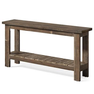Industrial Farmhouse Solid Wood Console Entryway Table with Storage