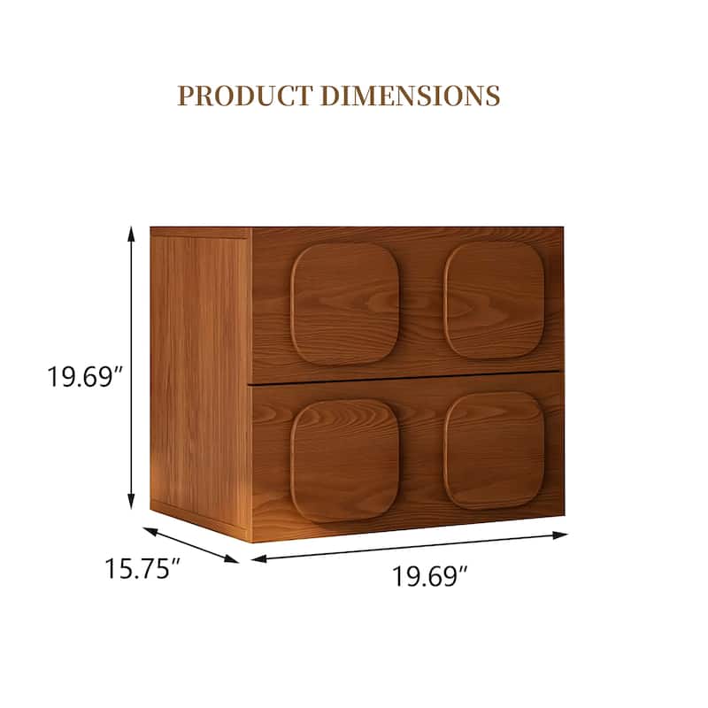 19.69" Media Console, Brown Solid Wood with Vent, Side Table, Night Stands,1 Piece