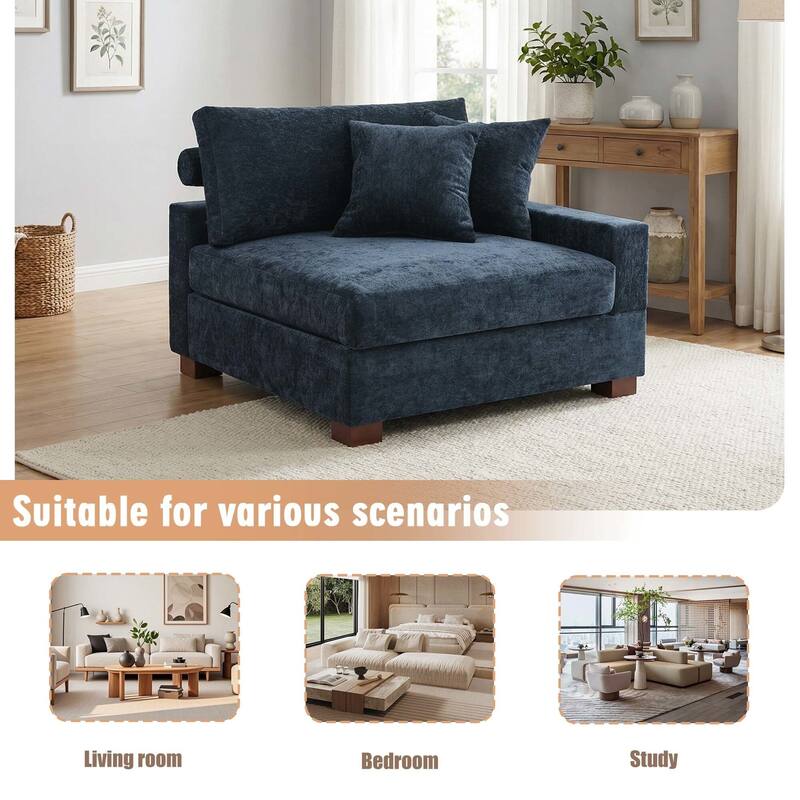 Chenille Upholstered Armless Accent Chair With Plush Cushion