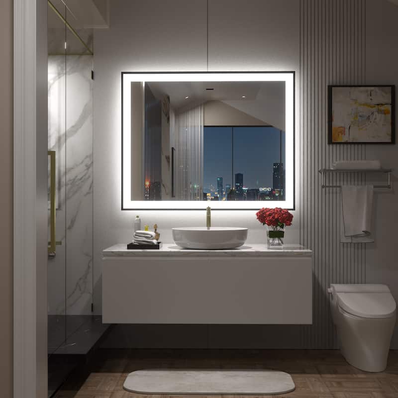 Front & Back LED Anti-Fog Tempered Glass Framed Bathroom/Vanity Mirror 3-Year Warranty