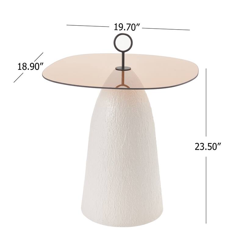 Christopher Knight Home - Lunaro Modern Glass Top Metal Base Accent Side Table with Sculptural Conical Design
